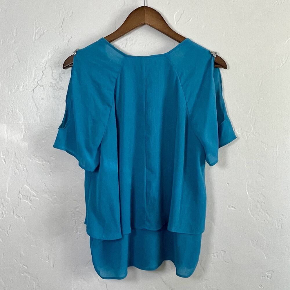 Vintage 90s y2k Juicy Couture Size Medium Blouse - Blue Tiered Embellished Cold - Picture 8 of 9